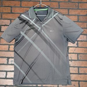 Greg Norman Men's L Shark Gray Performance 1/4‎ Zip Golf Polo